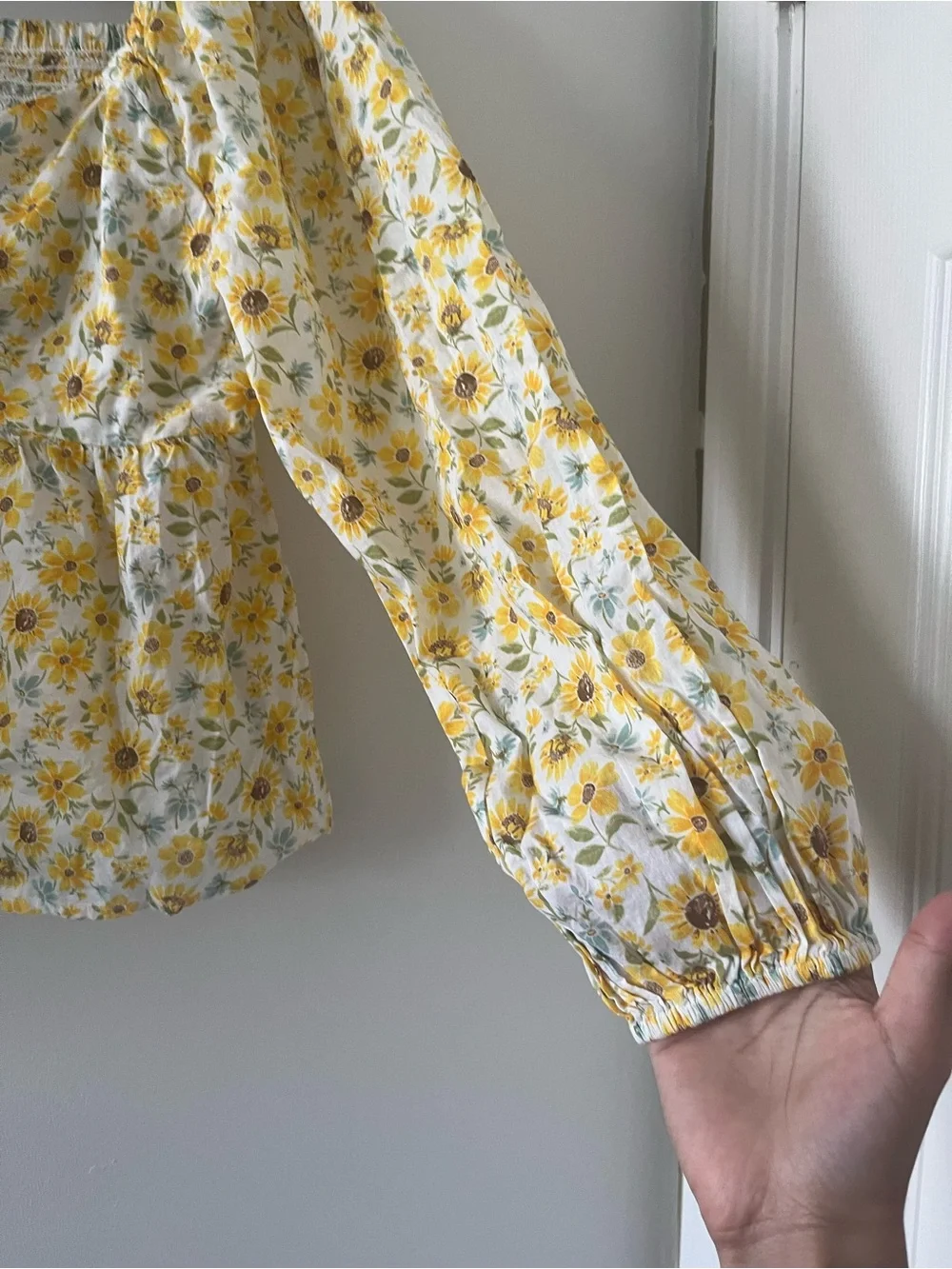 NWT Old Navy Yellow Floral Puff Sleeve Top Small Cottagecore Romantic Prairie